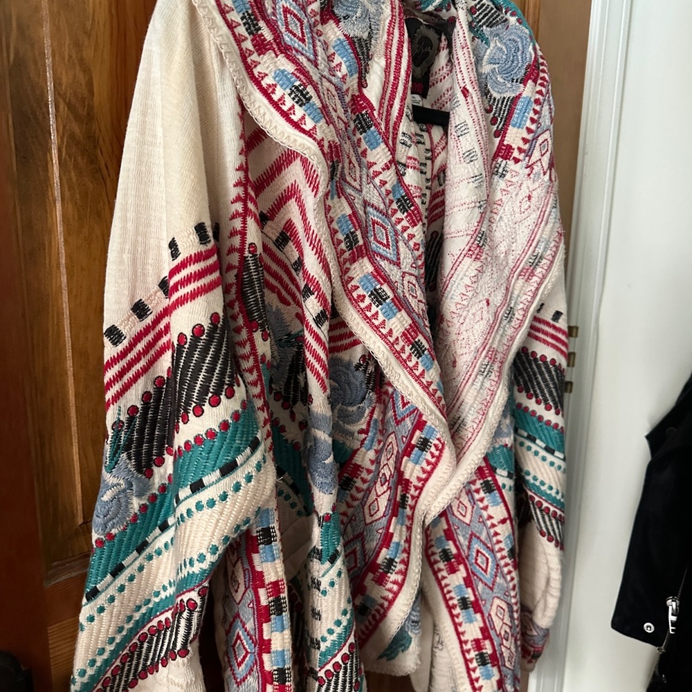 Johnny Was Cream Multicolor Patterned Cardigan - image 4